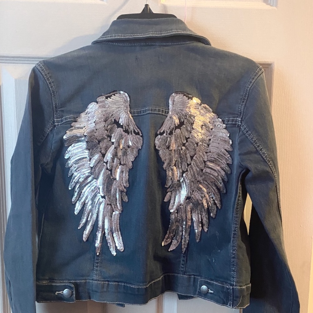 Women's Jean Jacket With Angel Wings